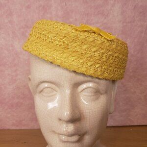 Vintage 50s Yellow Whimsy Ring Crown Fascinator Women's Fancy Hat Mr. Joel